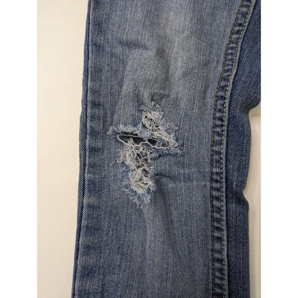 Levis 711 Skinny Girls Size 12 Adjustable Waist Light Wash Distressed Denim - Picture 7 of 11